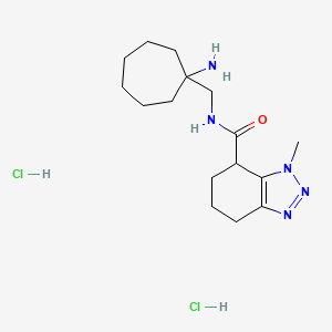 molecular formula C16H29Cl2N5O B2863671 N-[(1-氨基环庚基)甲基]-3-甲基-4,5,6,7-四氢苯并三唑-4-甲酰胺；二盐酸盐 CAS No. 2460756-81-2