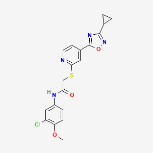 molecular formula C19H17ClN4O3S B2863675 N-(3-chloro-4-methoxyphenyl)-2-((4-(3-cyclopropyl-1,2,4-oxadiazol-5-yl)pyridin-2-yl)thio)acetamide CAS No. 1251704-21-8
