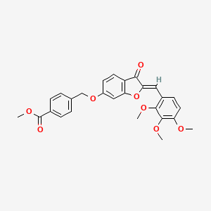 molecular formula C27H24O8 B2863677 (Z)-methyl 4-(((3-oxo-2-(2,3,4-trimethoxybenzylidene)-2,3-dihydrobenzofuran-6-yl)oxy)methyl)benzoate CAS No. 622804-62-0