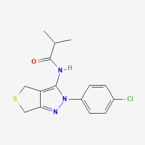 molecular formula C15H16ClN3OS B2863680 N-(2-(4-chlorophenyl)-4,6-dihydro-2H-thieno[3,4-c]pyrazol-3-yl)isobutyramide CAS No. 392252-85-6