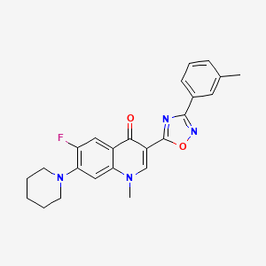 molecular formula C24H23FN4O2 B2863687 6-fluoro-1-methyl-3-[3-(3-methylphenyl)-1,2,4-oxadiazol-5-yl]-7-piperidin-1-ylquinolin-4(1H)-one CAS No. 1111043-85-6