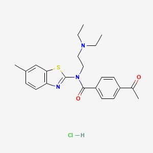 molecular formula C23H28ClN3O2S B2863710 4-acetyl-N-(2-(diethylamino)ethyl)-N-(6-methylbenzo[d]thiazol-2-yl)benzamide hydrochloride CAS No. 1217115-84-8