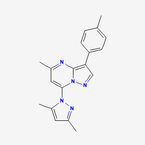 molecular formula C19H19N5 B2863712 7-(3,5-dimethyl-1H-pyrazol-1-yl)-5-methyl-3-(p-tolyl)pyrazolo[1,5-a]pyrimidine CAS No. 956375-46-5