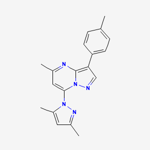 molecular formula C19H19N5 B2863712 7-(3,5-二甲基-1H-吡唑-1-基)-5-甲基-3-(对甲苯基)吡唑并[1,5-a]嘧啶 CAS No. 956375-46-5