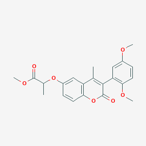 molecular formula C22H22O7 B2863715 methyl 2-{[3-(2,5-dimethoxyphenyl)-4-methyl-2-oxo-2H-chromen-6-yl]oxy}propanoate CAS No. 864819-22-7