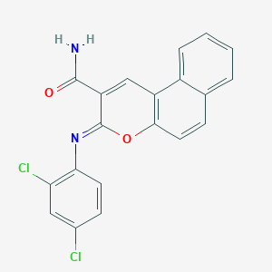 molecular formula C20H12Cl2N2O2 B2863716 (3Z)-3-[(2,4-dichlorophenyl)imino]-3H-benzo[f]chromene-2-carboxamide CAS No. 312616-77-6