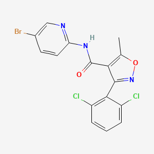 molecular formula C16H10BrCl2N3O2 B2863724 N-(5-bromopyridin-2-yl)-3-(2,6-dichlorophenyl)-5-methyl-1,2-oxazole-4-carboxamide CAS No. 652965-63-4