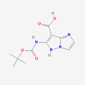 molecular formula C11H14N4O4 B2863727 6-[(2-Methylpropan-2-yl)oxycarbonylamino]-5H-imidazo[1,2-b]pyrazole-7-carboxylic acid CAS No. 2248275-44-5