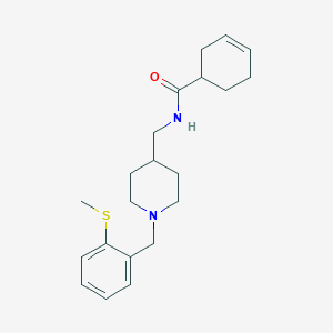 molecular formula C21H30N2OS B2863729 N-((1-(2-(methylthio)benzyl)piperidin-4-yl)methyl)cyclohex-3-enecarboxamide CAS No. 1396860-17-5