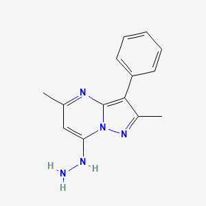 molecular formula C14H15N5 B2863733 7-Hydrazinyl-2,5-dimethyl-3-phenylpyrazolo[1,5-a]pyrimidine CAS No. 877782-32-6