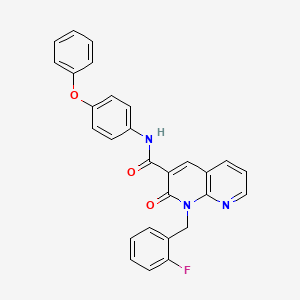 molecular formula C28H20FN3O3 B2863741 1-(2-fluorobenzyl)-2-oxo-N-(4-phenoxyphenyl)-1,2-dihydro-1,8-naphthyridine-3-carboxamide CAS No. 1005296-22-9