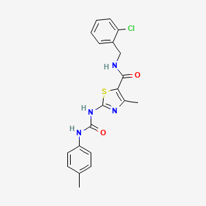 molecular formula C20H19ClN4O2S B2863746 N-(2-chlorobenzyl)-4-methyl-2-(3-(p-tolyl)ureido)thiazole-5-carboxamide CAS No. 942010-75-5