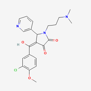molecular formula C22H24ClN3O4 B2863749 4-(3-chloro-4-methoxybenzoyl)-1-(3-(dimethylamino)propyl)-3-hydroxy-5-(pyridin-3-yl)-1H-pyrrol-2(5H)-one CAS No. 636987-69-4