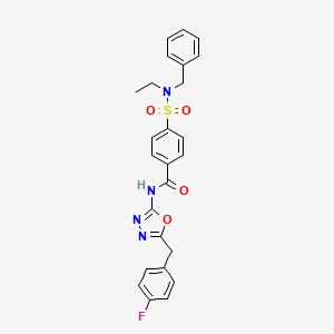 molecular formula C25H23FN4O4S B2863751 4-(N-benzyl-N-ethylsulfamoyl)-N-(5-(4-fluorobenzyl)-1,3,4-oxadiazol-2-yl)benzamide CAS No. 954694-61-2