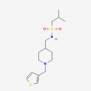 molecular formula C15H26N2O2S2 B2863753 2-甲基-N-((1-(噻吩-3-基甲基)哌啶-4-基)甲基)丙烷-1-磺酰胺 CAS No. 1235031-25-0