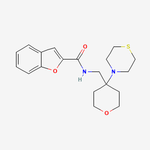 molecular formula C19H24N2O3S B2863767 N-[(4-Thiomorpholin-4-yloxan-4-yl)methyl]-1-benzofuran-2-carboxamide CAS No. 2415517-62-1