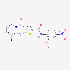 molecular formula C19H14N4O5S B2863775 N-(2-methoxy-4-nitrophenyl)-9-methyl-4-oxo-4H-pyrido[1,2-a]thieno[2,3-d]pyrimidine-2-carboxamide CAS No. 690253-32-8