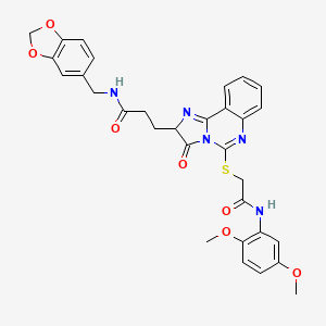 N-[(2H-1,3-benzodioxol-5-yl)methyl]-3-[5-({[(2,5-dimethoxyphenyl)carbamoyl]methyl}sulfanyl)-3-oxo-2H,3H-imidazo[1,2-c]quinazolin-2-yl]propanamide