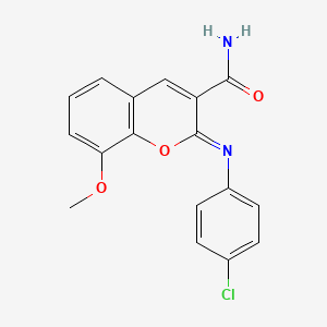 (2Z)-2-[(4-chlorophenyl)imino]-8-methoxy-2H-chromene-3-carboxamide