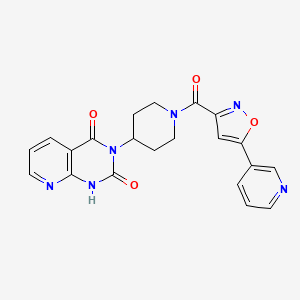molecular formula C21H18N6O4 B2863793 3-(1-(5-(pyridin-3-yl)isoxazole-3-carbonyl)piperidin-4-yl)pyrido[2,3-d]pyrimidine-2,4(1H,3H)-dione CAS No. 2034379-64-9