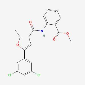 molecular formula C20H15Cl2NO4 B2863800 Methyl 2-(5-(3,5-dichlorophenyl)-2-methylfuran-3-carboxamido)benzoate CAS No. 708293-88-3