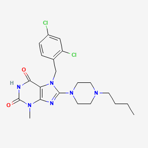 molecular formula C21H26Cl2N6O2 B2863812 8-(4-butylpiperazin-1-yl)-7-(2,4-dichlorobenzyl)-3-methyl-1H-purine-2,6(3H,7H)-dione CAS No. 898428-07-4