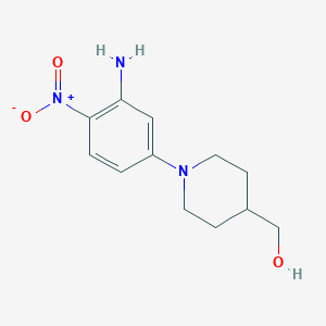 molecular formula C12H17N3O3 B2863814 [1-(3-氨基-4-硝基苯基)哌啶-4-基]甲醇 CAS No. 1604046-43-6