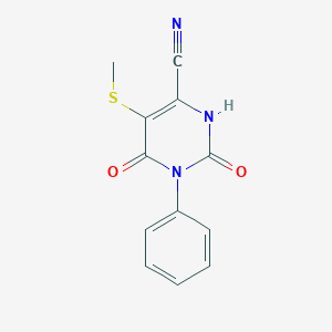 molecular formula C12H9N3O2S B286382 5-(Methylsulfanyl)-2,6-dioxo-1-phenyl-1,2,3,6-tetrahydro-4-pyrimidinecarbonitrile 