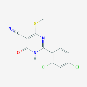 molecular formula C12H7Cl2N3OS B286383 2-(2,4-Dichlorophenyl)-4-hydroxy-6-(methylsulfanyl)-5-pyrimidinecarbonitrile 