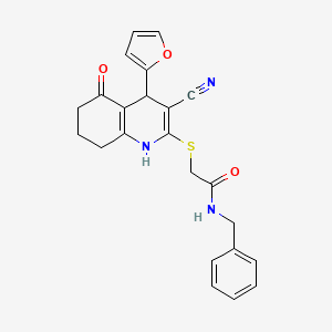 molecular formula C23H21N3O3S B2863833 N-benzyl-2-{[3-cyano-4-(furan-2-yl)-5-hydroxy-4,6,7,8-tetrahydroquinolin-2-yl]sulfanyl}acetamide CAS No. 383893-90-1