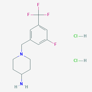 molecular formula C13H18Cl2F4N2 B2863844 1-[3-Fluoro-5-(trifluoromethyl)benzyl]piperidin-4-amine dihydrochloride CAS No. 1286265-26-6