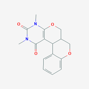 molecular formula C16H16N2O4 B2863846 2,4-dimethyl-4,6a,7,12b-tetrahydro-1H,6H-chromeno[4',3':4,5]pyrano[2,3-d]pyrimidine-1,3(2H)-dione CAS No. 321432-21-7