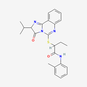 molecular formula C24H26N4O2S B2863853 2-((2-isopropyl-3-oxo-2,3-dihydroimidazo[1,2-c]quinazolin-5-yl)thio)-N-(o-tolyl)butanamide CAS No. 1189690-77-4