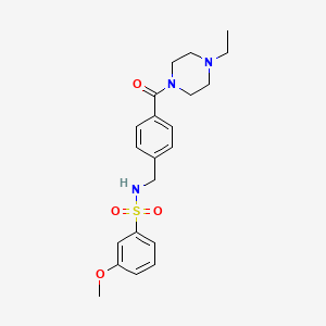 molecular formula C21H27N3O4S B2863854 N-[[4-(4-ethylpiperazine-1-carbonyl)phenyl]methyl]-3-methoxybenzenesulfonamide CAS No. 690245-62-6