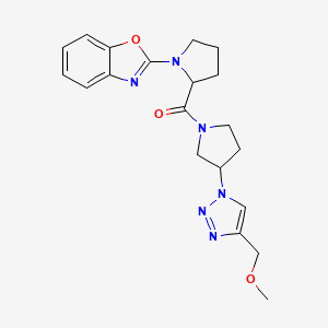 molecular formula C20H24N6O3 B2863858 2-(2-{3-[4-(methoxymethyl)-1H-1,2,3-triazol-1-yl]pyrrolidine-1-carbonyl}pyrrolidin-1-yl)-1,3-benzoxazole CAS No. 2097863-33-5