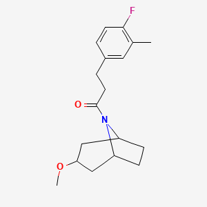 molecular formula C18H24FNO2 B2863859 3-(4-氟-3-甲基苯基)-1-((1R,5S)-3-甲氧基-8-氮杂双环[3.2.1]辛烷-8-基)丙烷-1-酮 CAS No. 2176201-58-2