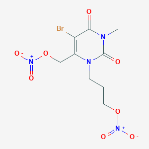 molecular formula C9H11BrN4O8 B286386 5-bromo-6-({nitrooxy}methyl)-1-(3-{nitrooxy}propyl)-3-methyl-2,4(1H,3H)-pyrimidinedione 