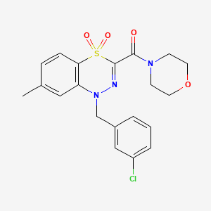 molecular formula C20H20ClN3O4S B2863862 1-(3-chlorobenzyl)-7-methyl-3-(morpholinocarbonyl)-4lambda~6~,1,2-benzothiadiazine-4,4(1H)-dione CAS No. 1251698-89-1