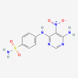 molecular formula C10H10N6O4S B2863863 4-((6-Amino-5-nitropyrimidin-4-yl)amino)benzenesulfonamide CAS No. 302934-90-3