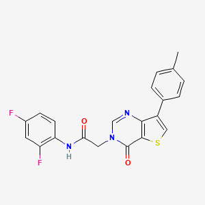 molecular formula C21H15F2N3O2S B2863867 N-(2,4-二氟苯基)-2-[7-(4-甲基苯基)-4-氧代噻吩并[3,2-d]嘧啶-3(4H)-基]乙酰胺 CAS No. 1207002-41-2