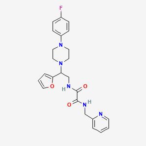 molecular formula C24H26FN5O3 B2863877 N1-(2-(4-(4-氟苯基)哌嗪-1-基)-2-(呋喃-2-基)乙基)-N2-(吡啶-2-基甲基)草酰胺 CAS No. 877632-36-5