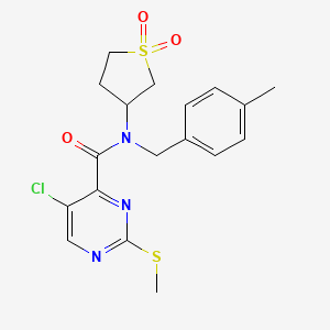 molecular formula C18H20ClN3O3S2 B2863883 5-chloro-N-(1,1-dioxidotetrahydrothiophen-3-yl)-N-(4-methylbenzyl)-2-(methylsulfanyl)pyrimidine-4-carboxamide CAS No. 880401-36-5