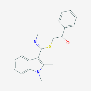 molecular formula C20H20N2OS B286389 2-oxo-2-phenylethyl N,1,2-trimethyl-1H-indole-3-carbimidothioate 