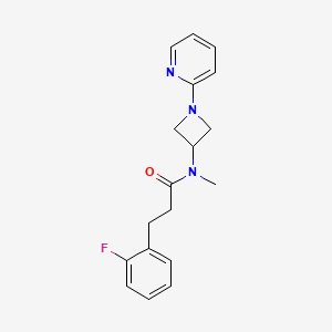 molecular formula C18H20FN3O B2863893 3-(2-Fluorophenyl)-N-methyl-N-(1-pyridin-2-ylazetidin-3-yl)propanamide CAS No. 2415504-52-6
