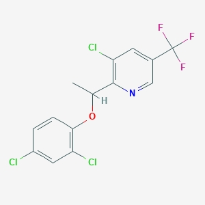 molecular formula C14H9Cl3F3NO B2863897 3-Chloro-2-[1-(2,4-dichlorophenoxy)ethyl]-5-(trifluoromethyl)pyridine CAS No. 865657-89-2