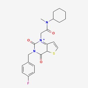 molecular formula C22H24FN3O3S B2863908 N-环己基-2-{3-[(4-氟苯基)甲基]-2,4-二氧代-1H,2H,3H,4H-噻吩并[3,2-d]嘧啶-1-基}-N-甲基乙酰胺 CAS No. 1252923-13-9
