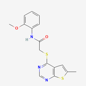 molecular formula C16H15N3O2S2 B2863947 N-(2-methoxyphenyl)-2-({6-methylthieno[2,3-d]pyrimidin-4-yl}sulfanyl)acetamide CAS No. 878696-71-0