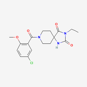 molecular formula C17H20ClN3O4 B2863948 8-(5-Chloro-2-methoxybenzoyl)-3-ethyl-1,3,8-triazaspiro[4.5]decane-2,4-dione CAS No. 1021073-54-0