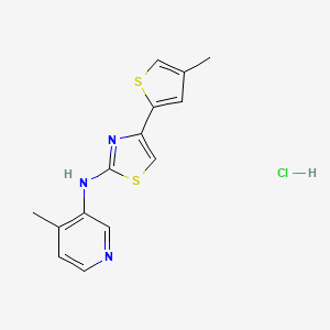 molecular formula C14H14ClN3S2 B2863953 N-(4-methylpyridin-3-yl)-4-(4-methylthiophen-2-yl)thiazol-2-amine hydrochloride CAS No. 2034496-26-7