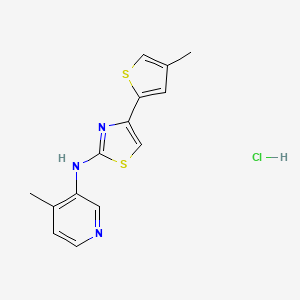 molecular formula C14H14ClN3S2 B2863953 N-(4-甲基吡啶-3-基)-4-(4-甲硫代苯-2-基)噻唑-2-胺盐酸盐 CAS No. 2034496-26-7